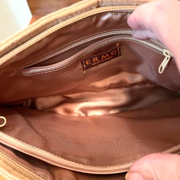 Vintage 1960s New Whimsical Ermo Beaded Toucan purse shoulder bag - camel color - Picture 8 of 9